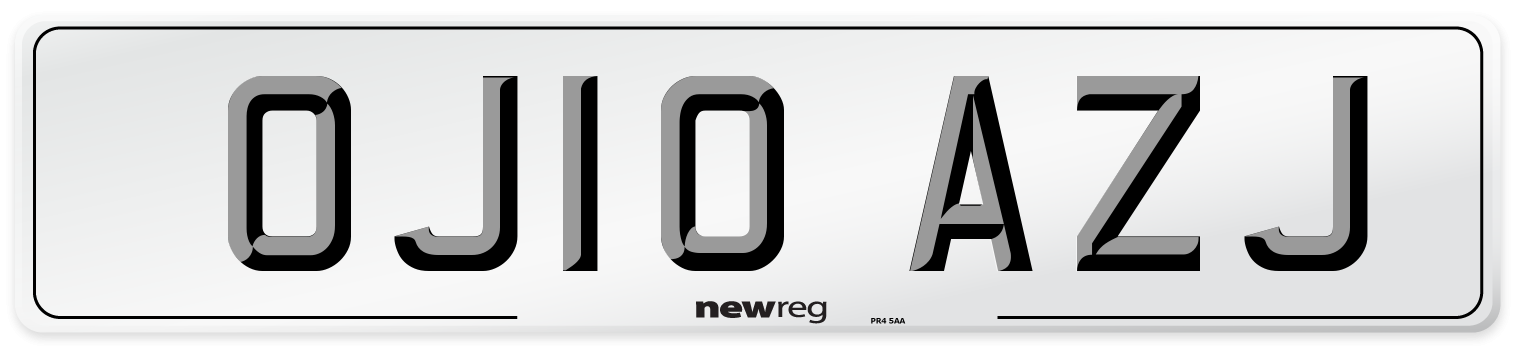 OJ10 AZJ Number Plate from New Reg